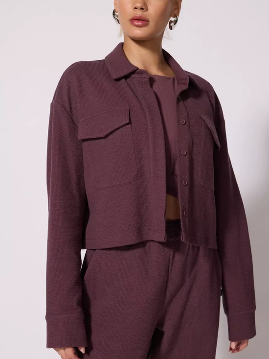 MPG Sweaters - MPG Cropped Button-Front Jacket in Plum BNWOT